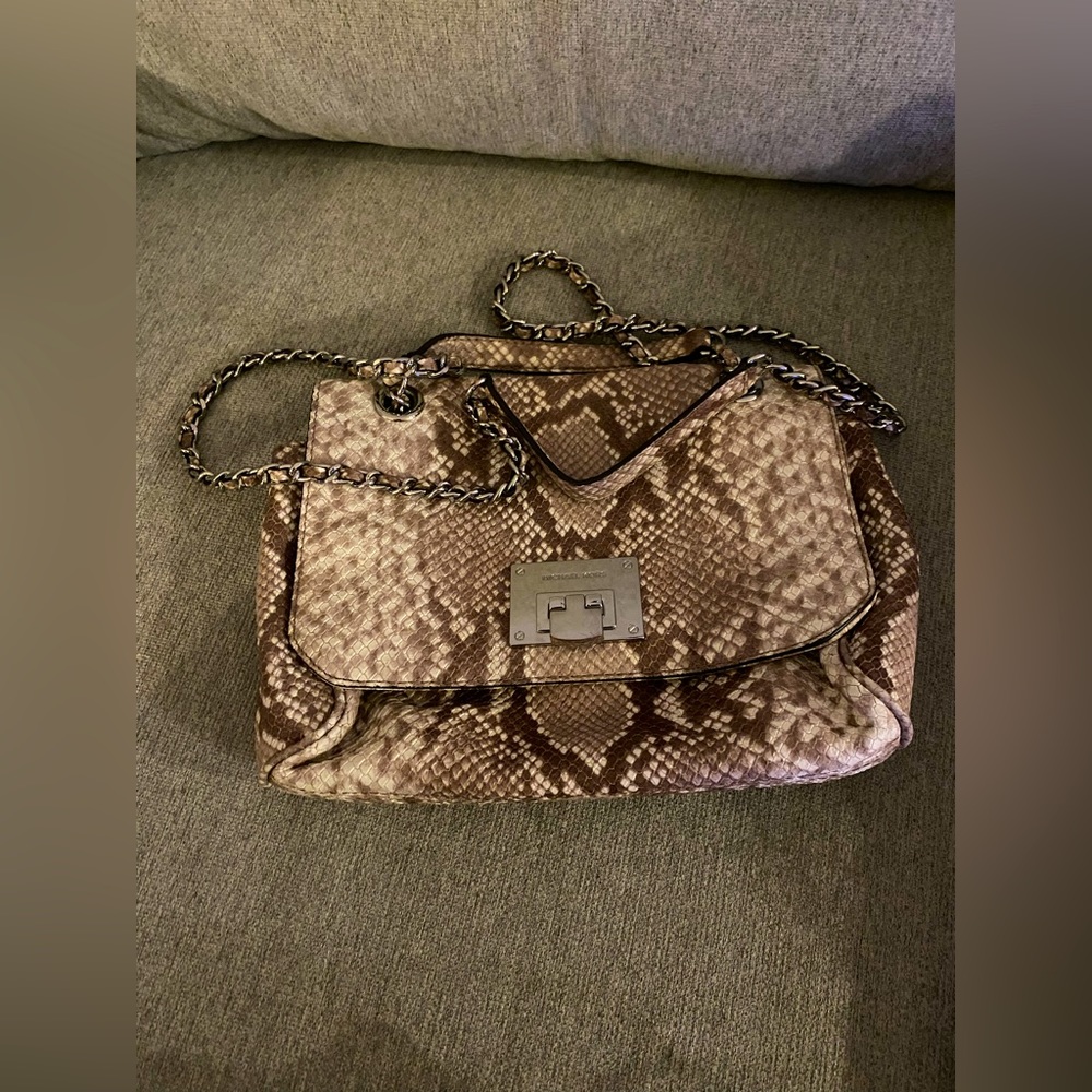 Michael Kors Mila Small Snakeskin Messenger Crossbody Bag